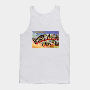 Greetings from Virginia Beach, VA - Vintage Large Letter Postcard Tank Top